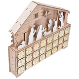 LED Light Calendar Wooden Desk Calendar Christmas Advent Calendar Ornament for Holiday Decoration - Top-Down View