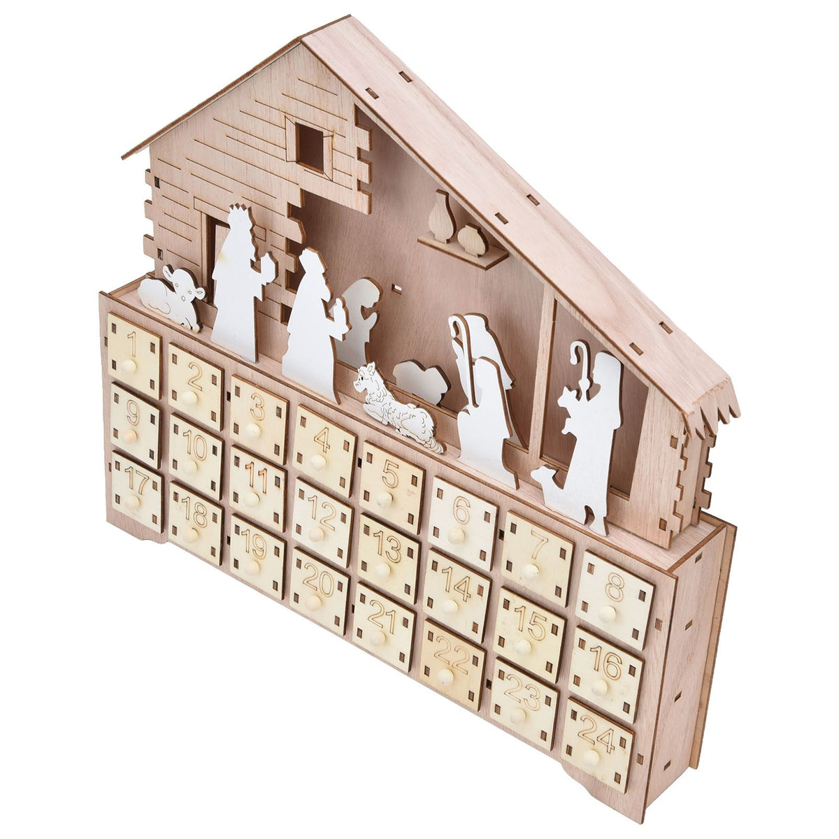 LED Light Calendar Wooden Desk Calendar Christmas Advent Calendar Ornament for Holiday Decoration