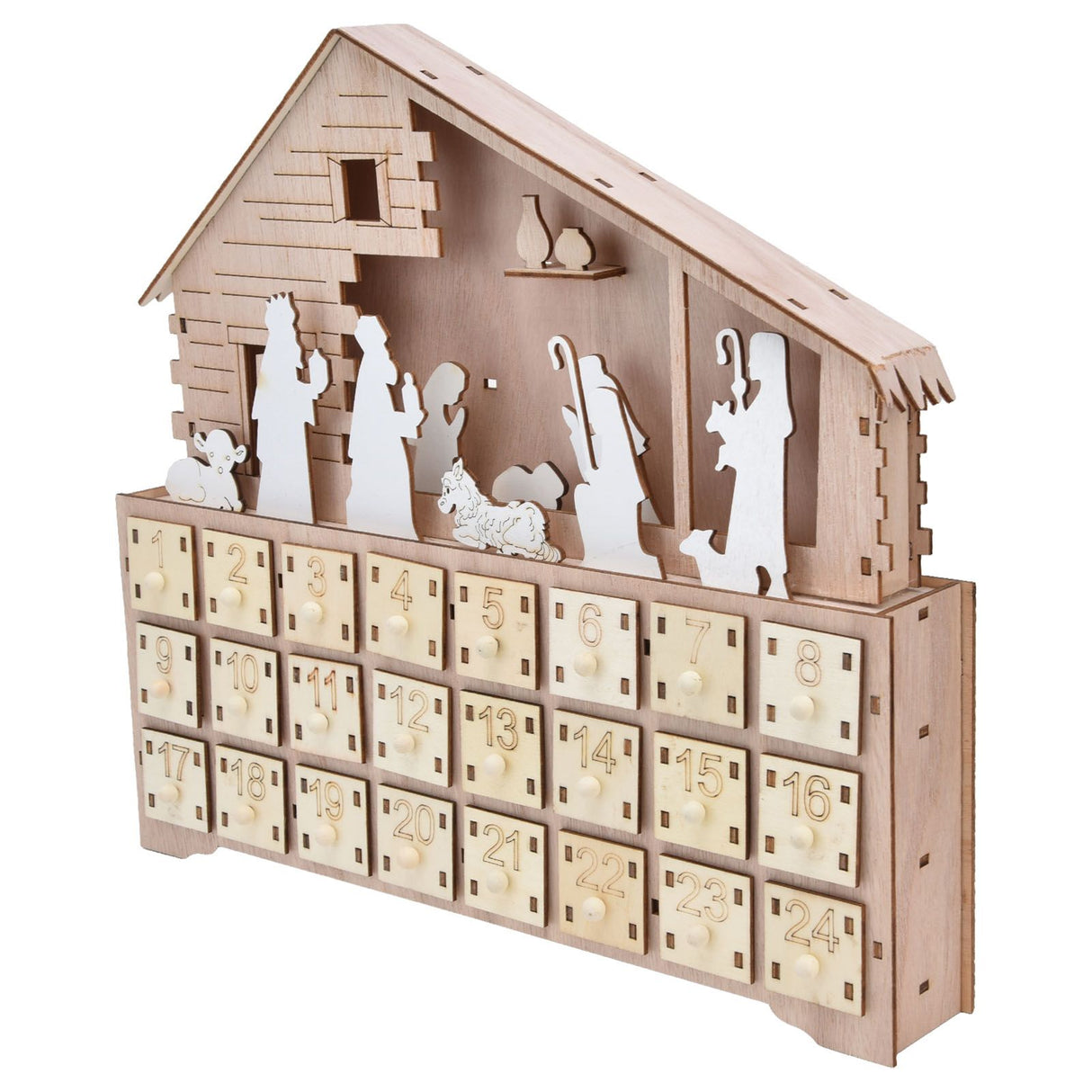 LED Light Calendar Wooden Desk Calendar Christmas Advent Calendar Ornament for Holiday Decoration