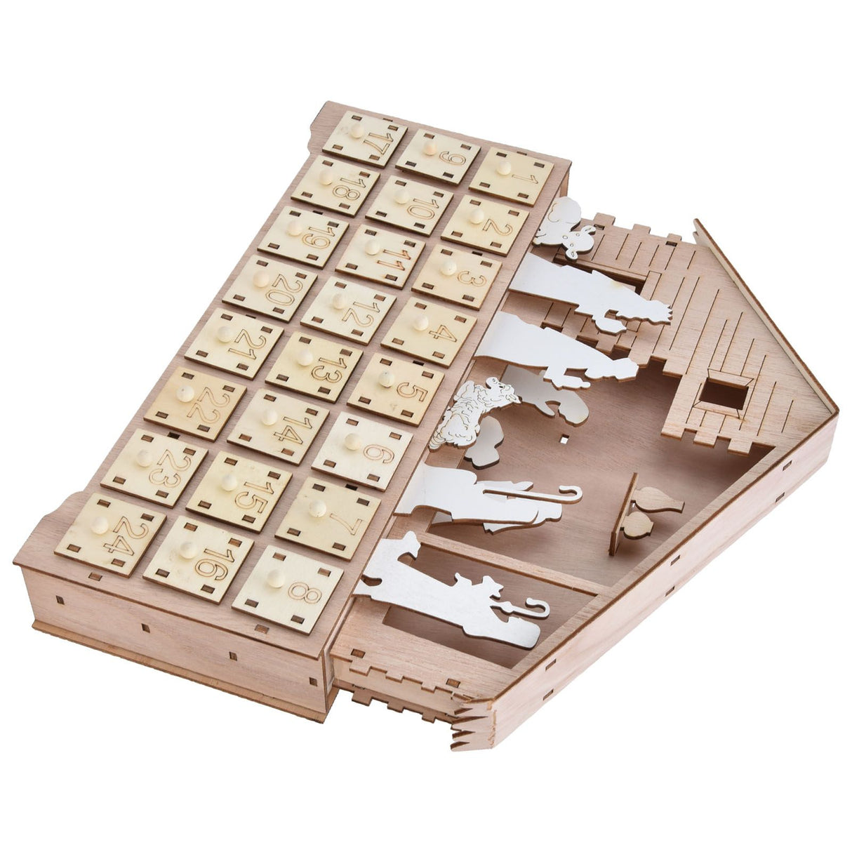 LED Light Calendar Wooden Desk Calendar Christmas Advent Calendar Ornament for Holiday Decoration