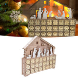 LED Light Calendar Wooden Desk Calendar Christmas Advent Calendar Ornament for Holiday Decoration