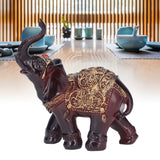 Elephant Figurines Durable Resin Delicate Texture Retro Style Symbolize Power Good Luck Prosperity Elephant Statue - Extra Image