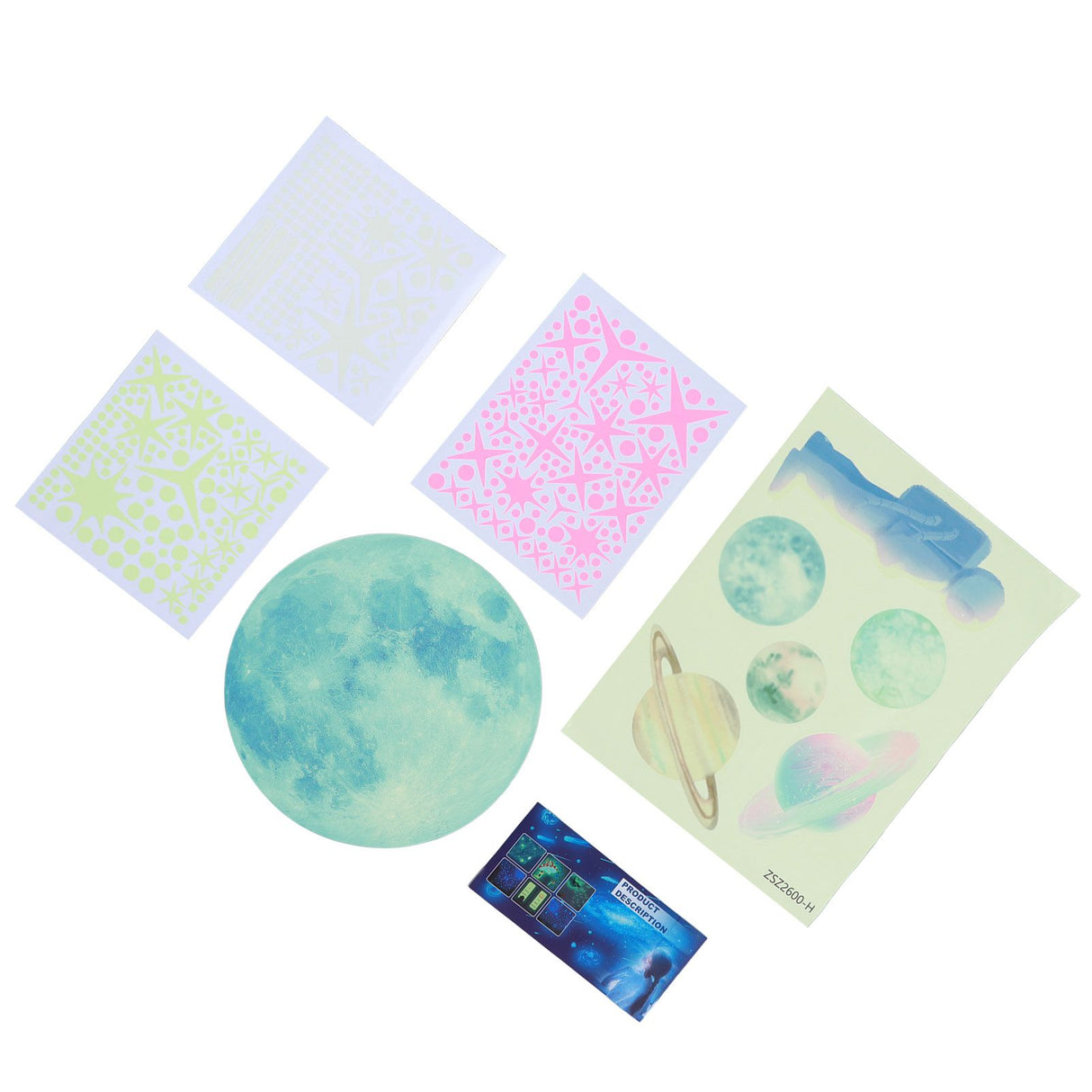 Glowing Stars Astronaut Wall Decals Solar System Planets Stickers for Kids Girls Boys Bedroom Decoration