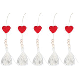 5Pcs Tassel Pendant Heart Design Light Weight Bohemian Tassel Cute Keychains for Home Car Wall Decoration GiftsRed