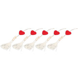 5Pcs Tassel Pendant Heart Design Light Weight Bohemian Tassel Cute Keychains for Home Car Wall Decoration GiftsRed