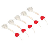 5Pcs Tassel Pendant Heart Design Light Weight Bohemian Tassel Cute Keychains for Home Car Wall Decoration GiftsRed