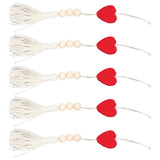 5Pcs Tassel Pendant Heart Design Light Weight Bohemian Tassel Cute Keychains for Home Car Wall Decoration GiftsRed