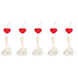 5Pcs Tassel Pendant Heart Design Light Weight Bohemian Tassel Cute Keychains for Home Car Wall Decoration GiftsRed - Close-Up Angle