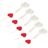 5Pcs Tassel Pendant Heart Design Light Weight Bohemian Tassel Cute Keychains for Home Car Wall Decoration GiftsRed
