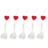 5Pcs Tassel Pendant Heart Design Light Weight Bohemian Tassel Cute Keychains for Home Car Wall Decoration GiftsRed - Extra Image