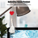 5Pcs Tassel Pendant Heart Design Light Weight Bohemian Tassel Cute Keychains for Home Car Wall Decoration GiftsRed