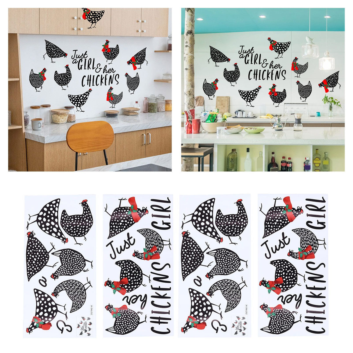 4pcs Kitchen Wall Stick 60x30cm Chicken Shape Creativity Simple Removable Decorative Wall Stickers