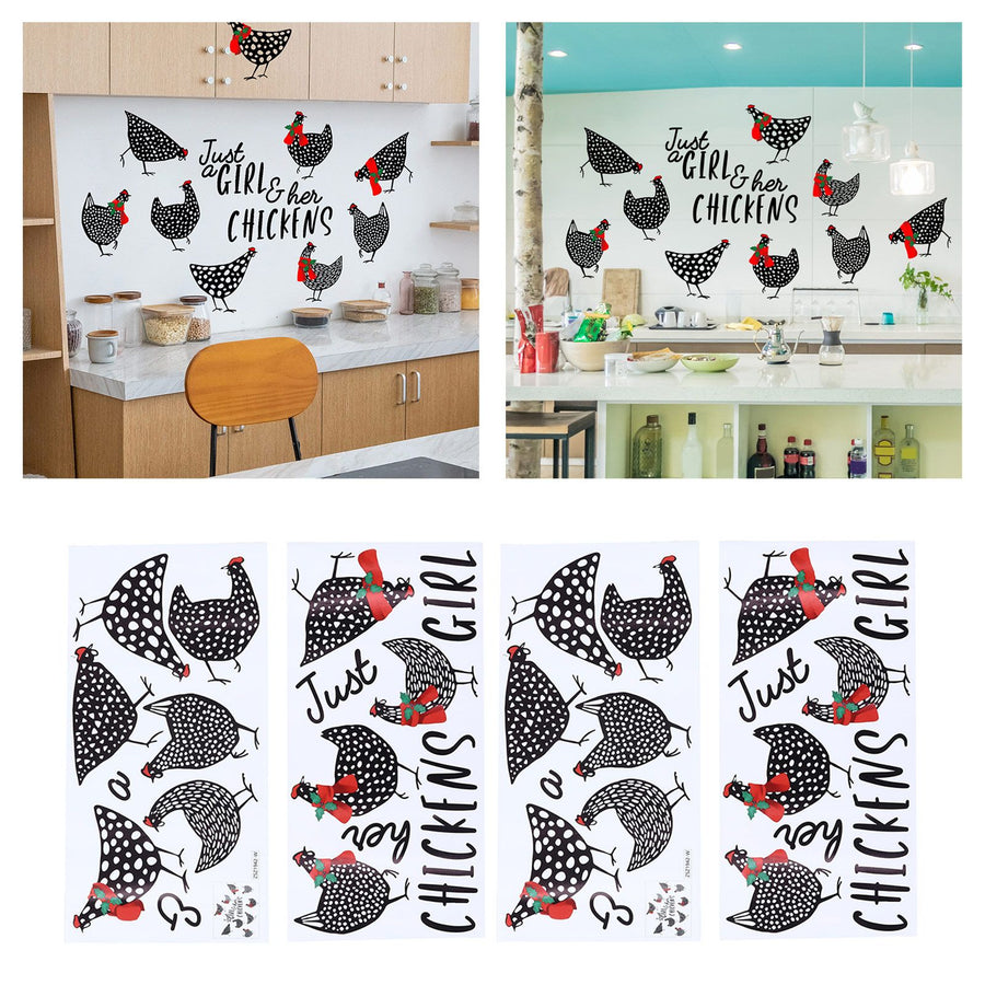 4pcs Kitchen Wall Stick 60x30cm Chicken Shape Creativity Simple Removable Decorative Wall Stickers