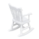1:12 Dollhouse Chair Wood Doll House Miniature Rocking Chair White Mini Dollhouse Furniture - Front View
