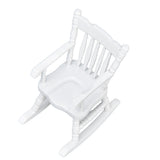 1:12 Dollhouse Chair Wood Doll House Miniature Rocking Chair White Mini Dollhouse Furniture - Rear View