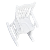 1:12 Dollhouse Chair Wood Doll House Miniature Rocking Chair White Mini Dollhouse Furniture - Close-Up Angle