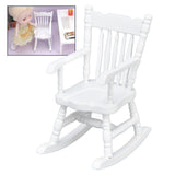 1:12 Dollhouse Chair Wood Doll House Miniature Rocking Chair White Mini Dollhouse Furniture - Extra Image