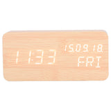 LED Digital Alarm Clock Wooden Alarm Clock Sound Control 3 Brightness Adjustment for Living Room Office