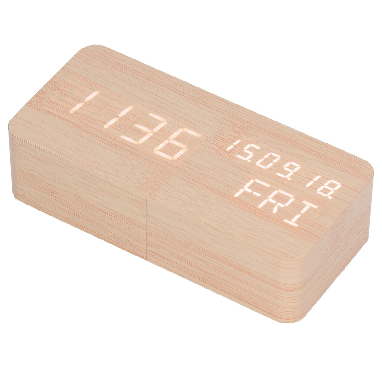 LED Digital Alarm Clock Wooden Alarm Clock Sound Control 3 Brightness Adjustment for Living Room Office