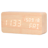 LED Digital Alarm Clock Wooden Alarm Clock Sound Control 3 Brightness Adjustment for Living Room Office - Top-Down View