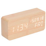 LED Digital Alarm Clock Wooden Alarm Clock Sound Control 3 Brightness Adjustment for Living Room Office - 45-Degree Angle
