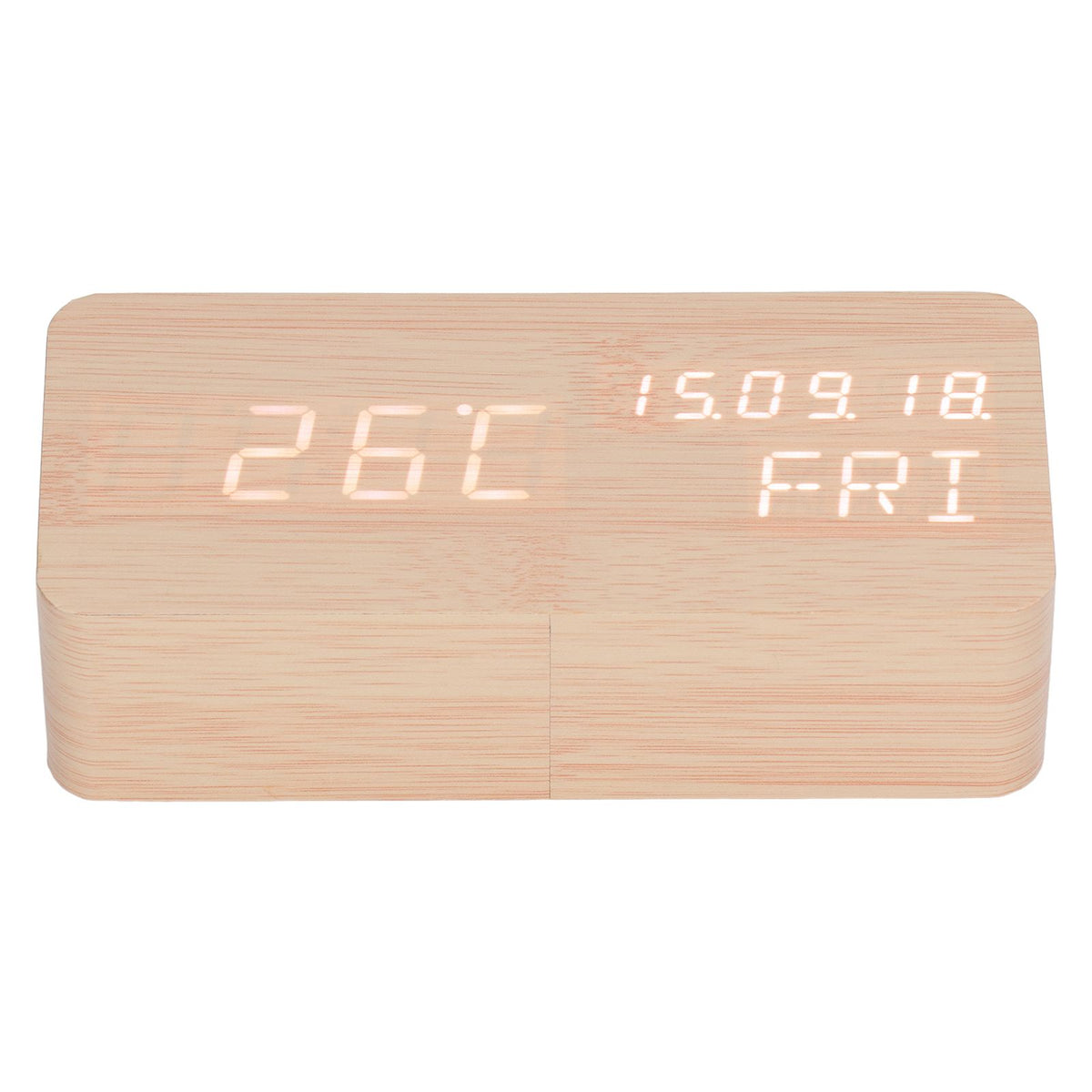 LED Digital Alarm Clock Wooden Alarm Clock Sound Control 3 Brightness Adjustment for Living Room Office