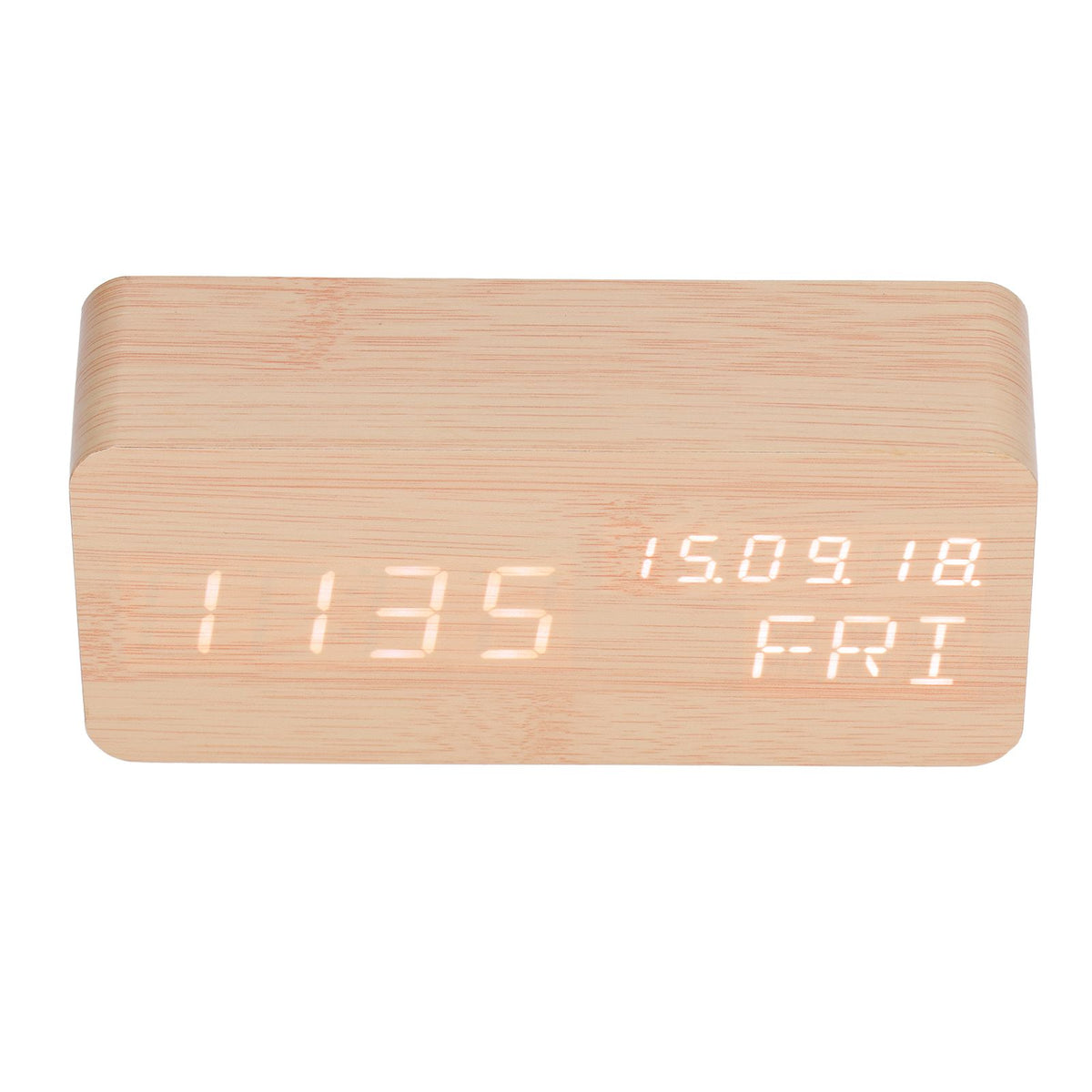 LED Digital Alarm Clock Wooden Alarm Clock Sound Control 3 Brightness Adjustment for Living Room Office
