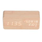 LED Digital Alarm Clock Wooden Alarm Clock Sound Control 3 Brightness Adjustment for Living Room Office