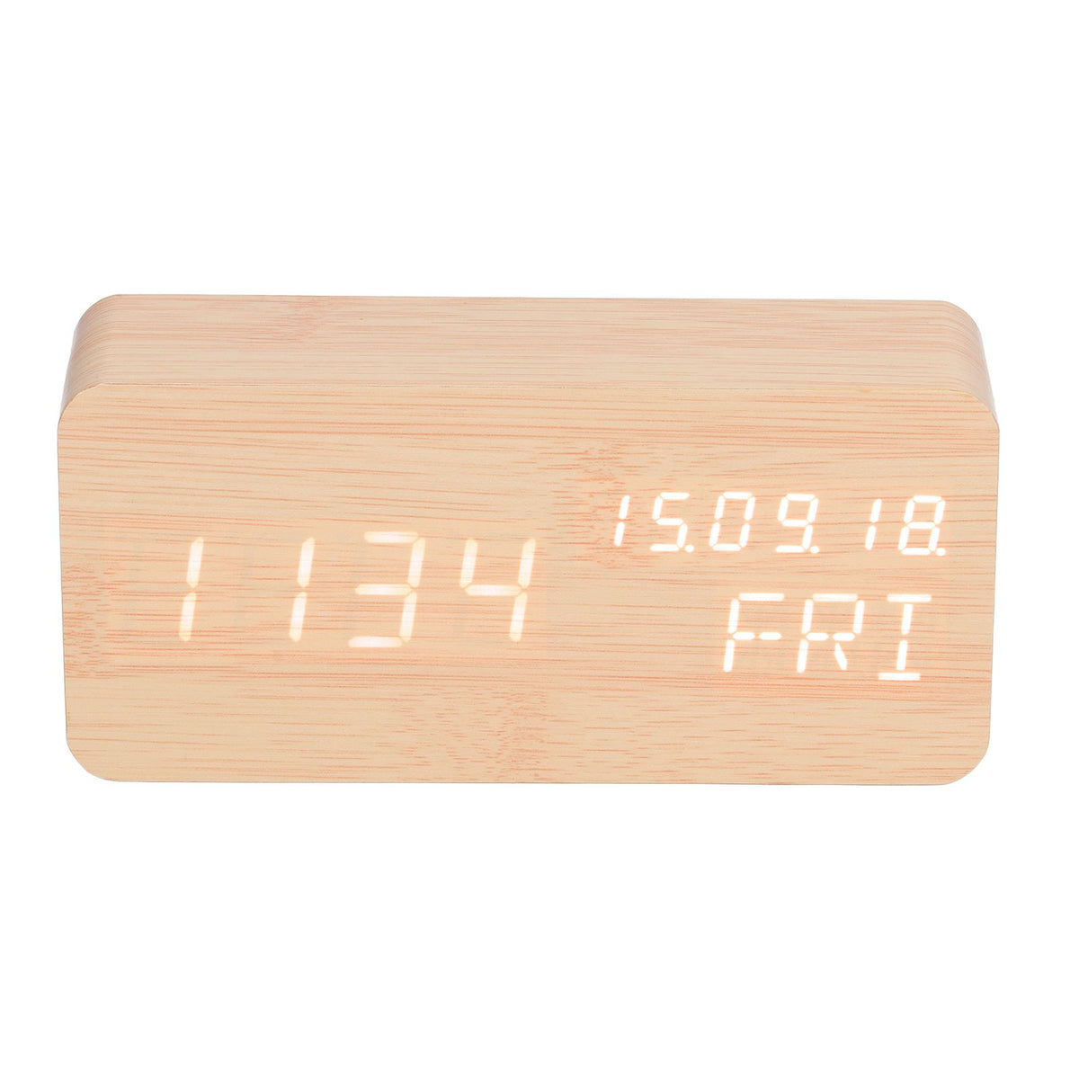 LED Digital Alarm Clock Wooden Alarm Clock Sound Control 3 Brightness Adjustment for Living Room Office