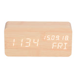 LED Digital Alarm Clock Wooden Alarm Clock Sound Control 3 Brightness Adjustment for Living Room Office - Extra Image