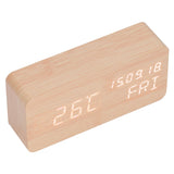 LED Digital Alarm Clock Wooden Alarm Clock Sound Control 3 Brightness Adjustment for Living Room Office - Extra Image