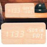 LED Digital Alarm Clock Wooden Alarm Clock Sound Control 3 Brightness Adjustment for Living Room Office - Extra Image
