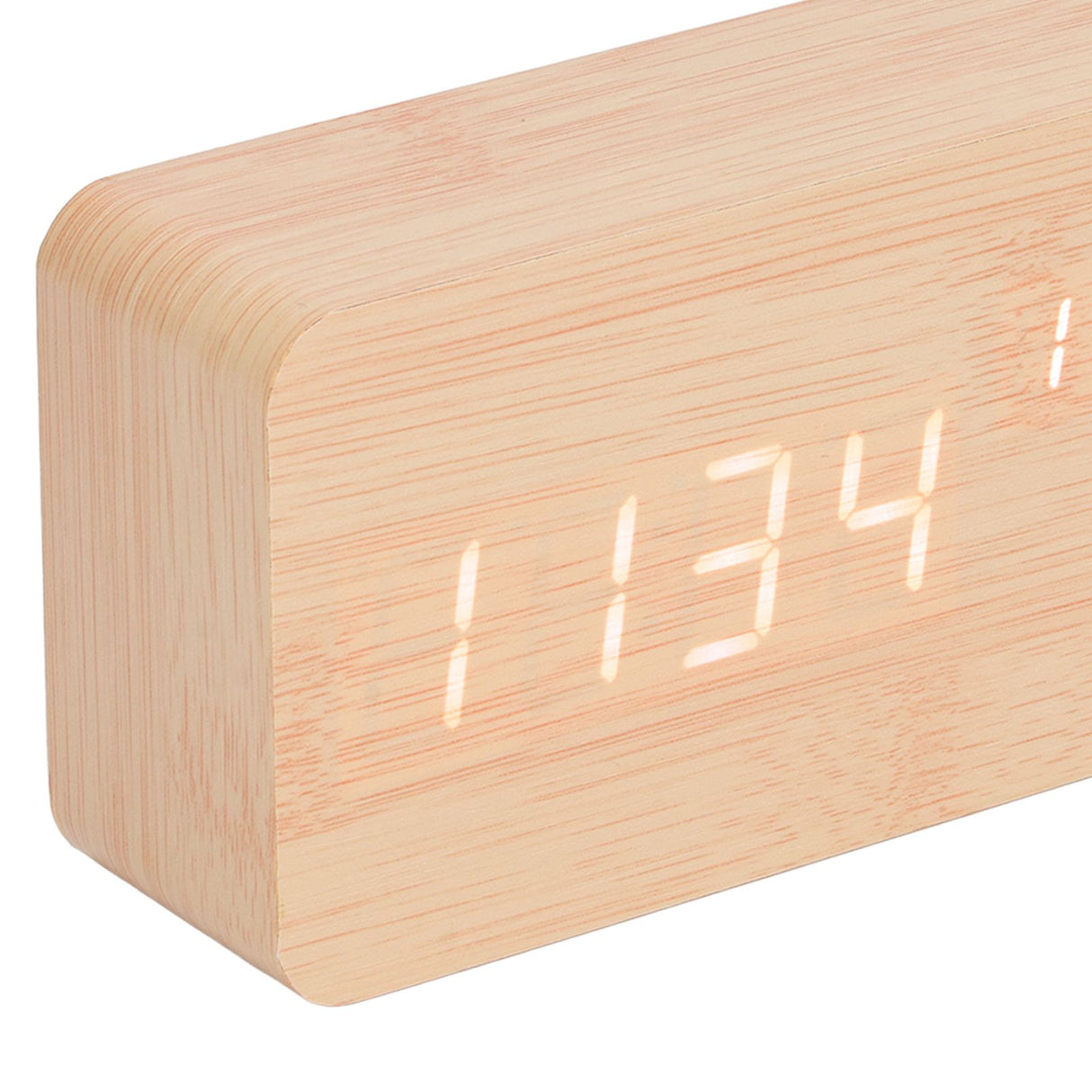 LED Digital Alarm Clock Wooden Alarm Clock Sound Control 3 Brightness Adjustment for Living Room Office