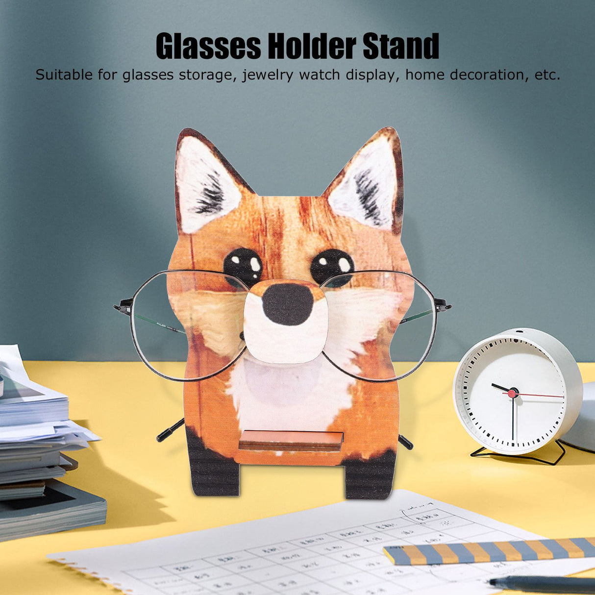 Animal Shape Glasses Holder Unique Beautiful Design Natural Odorless Composite Wood Eyeglasses Display StandFoxes