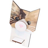 Animal Shape Glasses Holder Unique Beautiful Design Natural Odorless Composite Wood Eyeglasses Display StandCat - Rear View