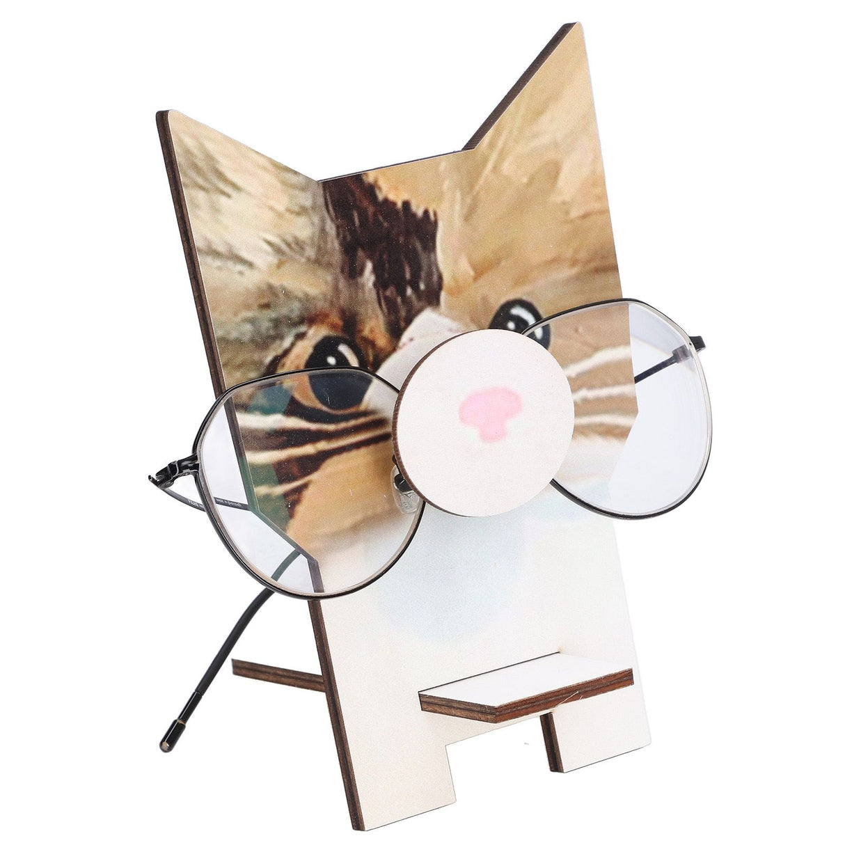 Animal Shape Glasses Holder Unique Beautiful Design Natural Odorless Composite Wood Eyeglasses Display StandCat