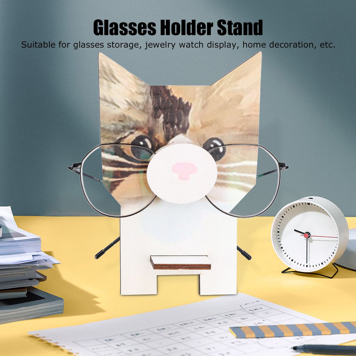Animal Shape Glasses Holder Unique Beautiful Design Natural Odorless Composite Wood Eyeglasses Display StandCat