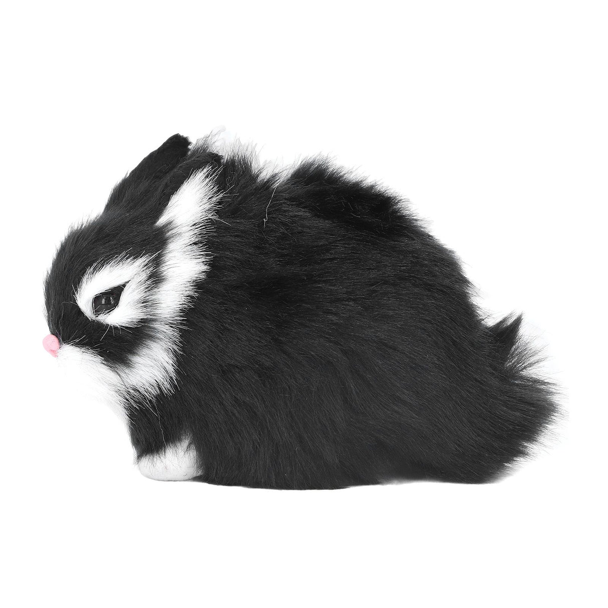 Miniature Plush Rabbits Plastic Plush Material Soft Comfortable Durable Rabbits Stuffed Doll for Table DecorationBlack