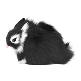 Miniature Plush Rabbits Plastic Plush Material Soft Comfortable Durable Rabbits Stuffed Doll for Table DecorationBlack - Front View