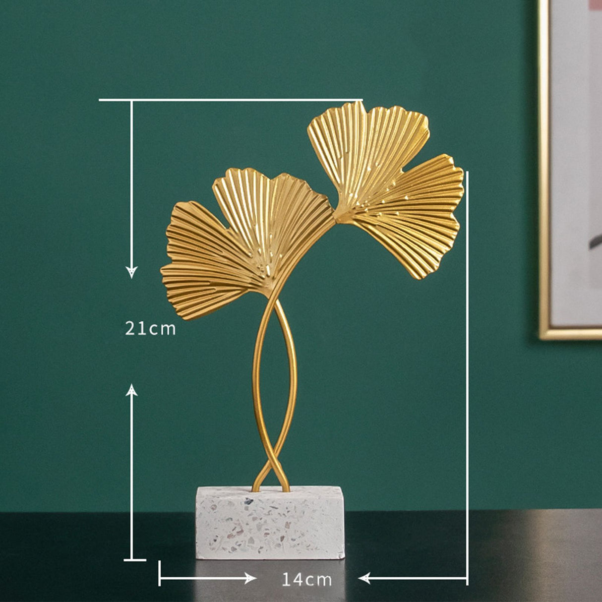 Exquisite Iron Gold Leaf Ornaments Iron Tree Desktop Art Decoration Home Decoration2# 21 X 14cm / 8.27 X 5.51in