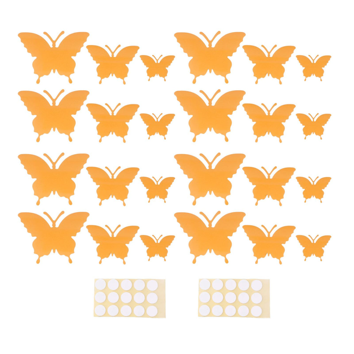 2set Luminous Stickers PVC Material 3D Stereoscopic Insect Patterns Easy Detachable Orange 3 Size Wall Decal for Room