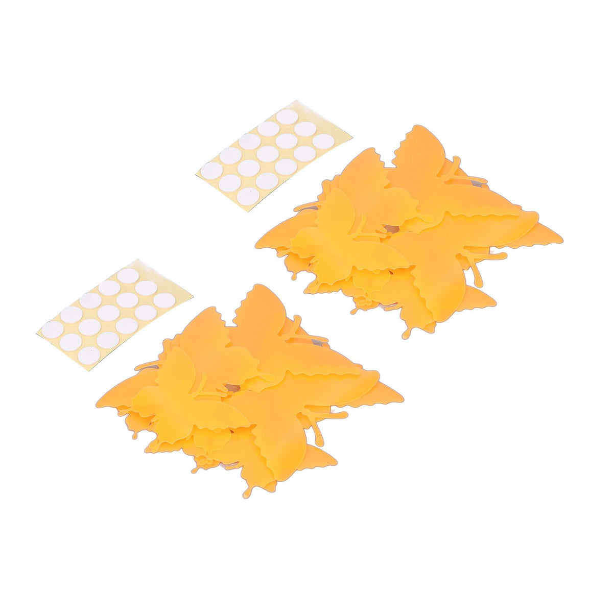 2set Luminous Stickers PVC Material 3D Stereoscopic Insect Patterns Easy Detachable Orange 3 Size Wall Decal for Room