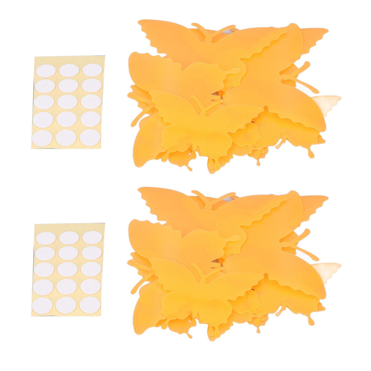 2set Luminous Stickers PVC Material 3D Stereoscopic Insect Patterns Easy Detachable Orange 3 Size Wall Decal for Room