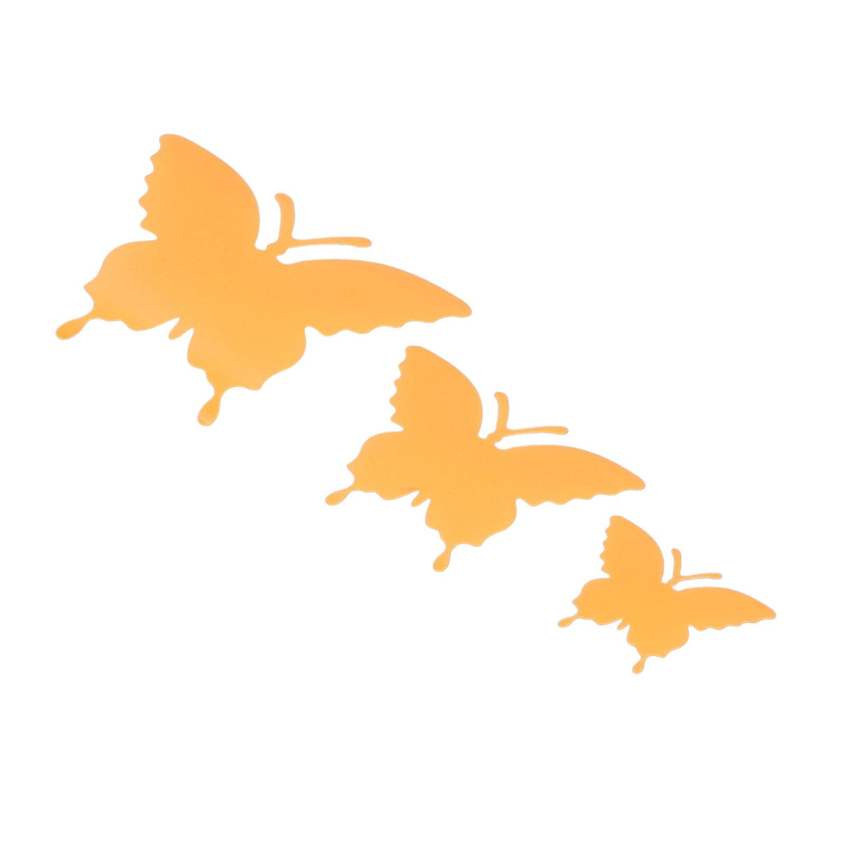 2set Luminous Stickers PVC Material 3D Stereoscopic Insect Patterns Easy Detachable Orange 3 Size Wall Decal for Room