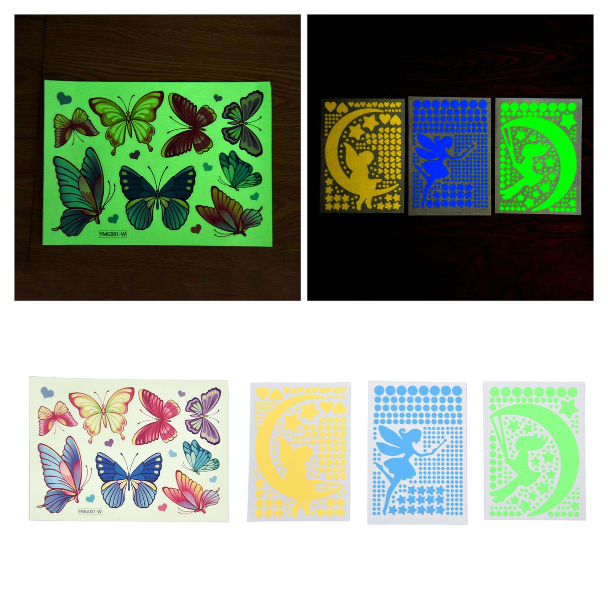 4Pcs Wall Stickers PVC Material Self Adhesive Luminous Design Cute Exquisite Wall Paper Decor