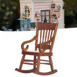Dollhouse Miniature Chair Exquisite Details Bright Color Miniature Dollhouse Wooden Furniture for 1:12 DollhouseBrown