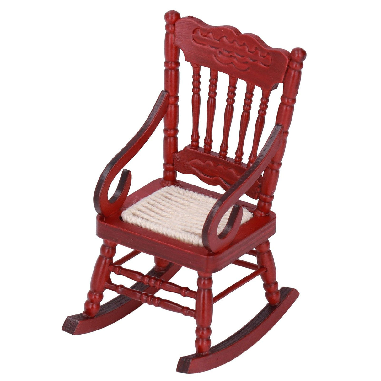 Dollhouse Miniature Chair Exquisite Details Bright Color Miniature Dollhouse Wooden Furniture for 1:12 DollhouseMahogany Color
