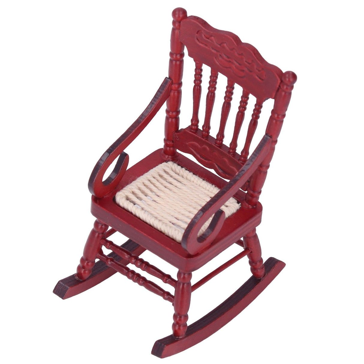 Dollhouse Miniature Chair Exquisite Details Bright Color Miniature Dollhouse Wooden Furniture for 1:12 DollhouseMahogany Color