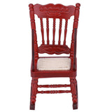 Dollhouse Miniature Chair Exquisite Details Bright Color Miniature Dollhouse Wooden Furniture for 1:12 DollhouseMahogany Color - 45-Degree Angle