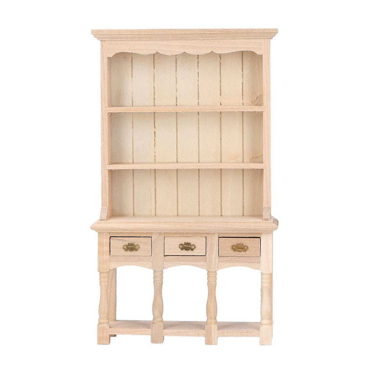 Dollhouse Bookshelf 1/12 Scale 3 Layer Drawer Design Classic Pure Colors DIY Coloring Miniature Bookcase for Gift